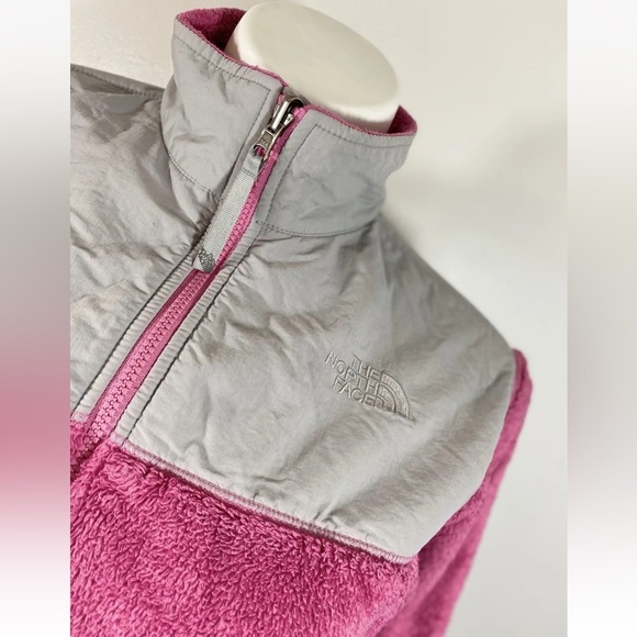 THE NORTH FACE Pink Gray Fleece Full Zip Long Sleeve Jacket Girls Youth Size XL - Picture 2 of 10